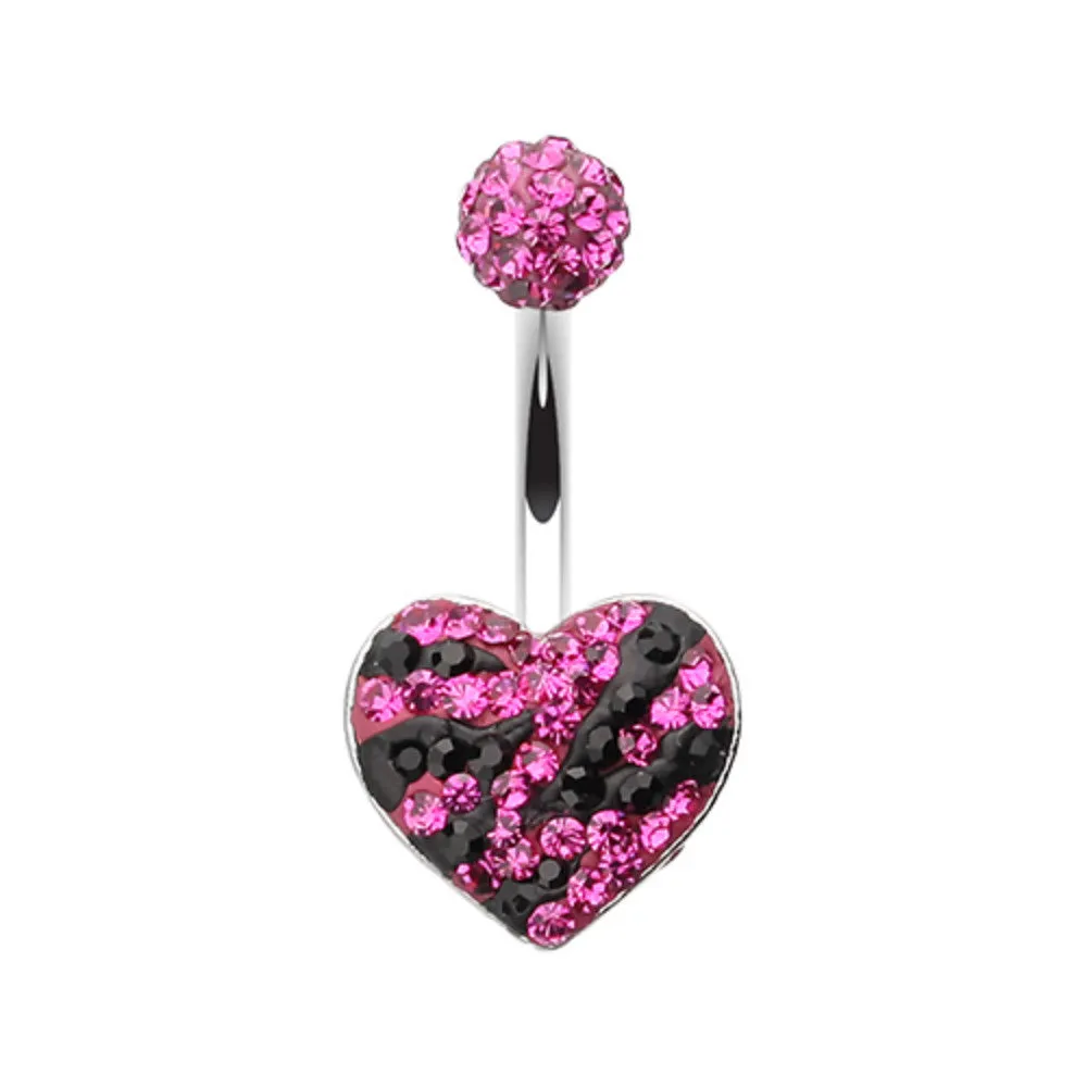 Majestic Stripe Heart Multi-Sprinkle Dot Belly Button Ring