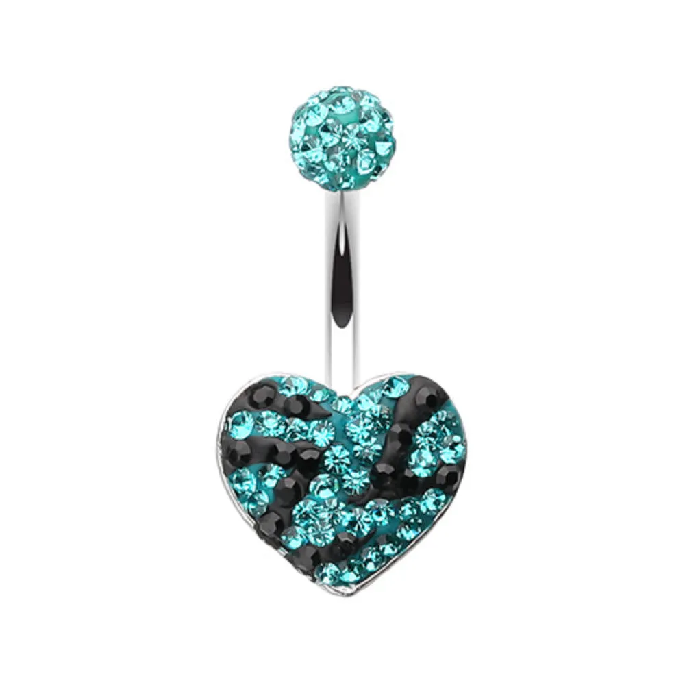 Majestic Stripe Heart Multi-Sprinkle Dot Belly Button Ring