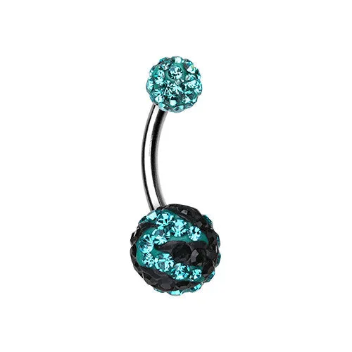 Majestic Stripe Multi-Sprinkle Dot Belly Button Ring