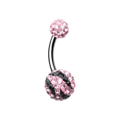 Majestic Stripe Multi-Sprinkle Dot Belly Button Ring
