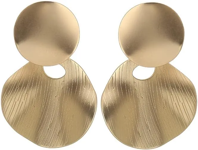 Matte Gold Dangle Earrings for Women Big Drop Earrings Long Geometric Statement Earrings for Women