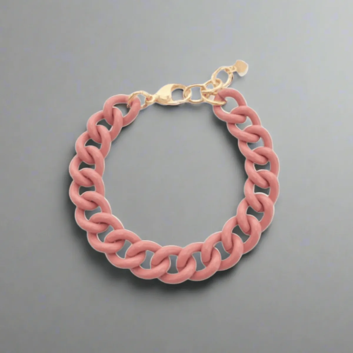 Mauve Enamel Large Link Bracelet with YGP Clasp