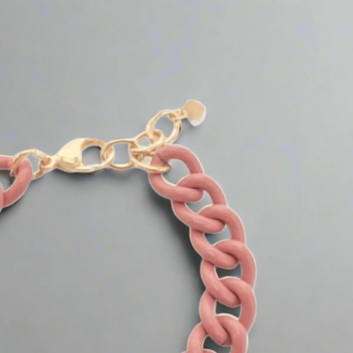 Mauve Enamel Large Link Bracelet with YGP Clasp