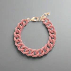 Mauve Enamel Large Link Bracelet with YGP Clasp