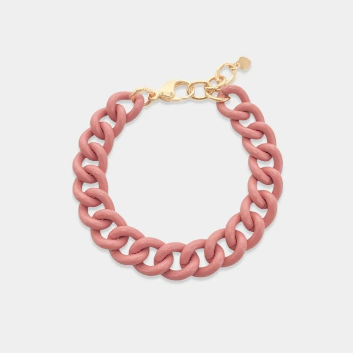 Mauve Enamel Large Link Bracelet with YGP Clasp