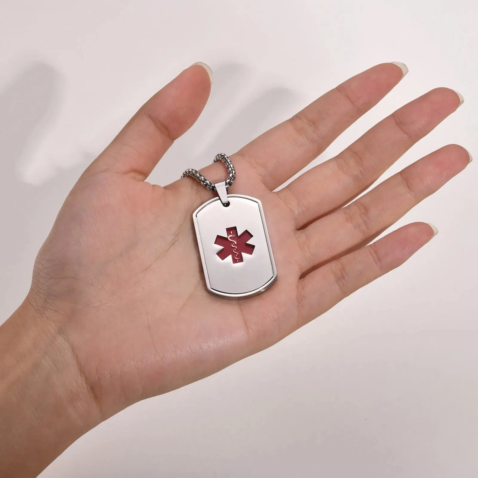 Mens Medical Alert ID Necklaces,Waterproof Stainless Steel Dog Tag Pendant Collar