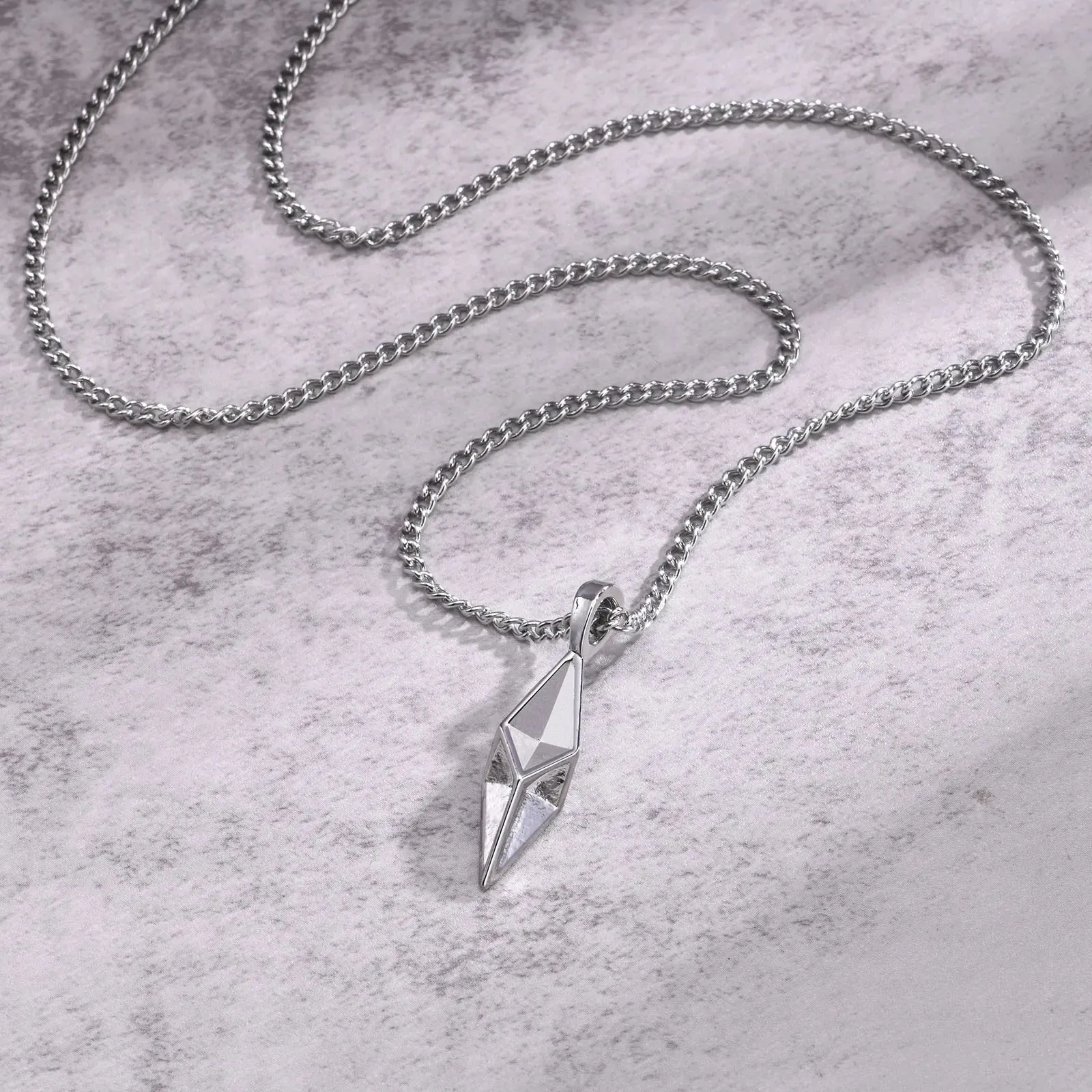 Mens Star 4-Pointed Necklaces,Waterproof Stainless Steel Geometric Pendant