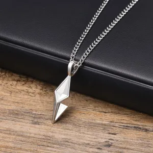 Mens Star 4-Pointed Necklaces,Waterproof Stainless Steel Geometric Pendant