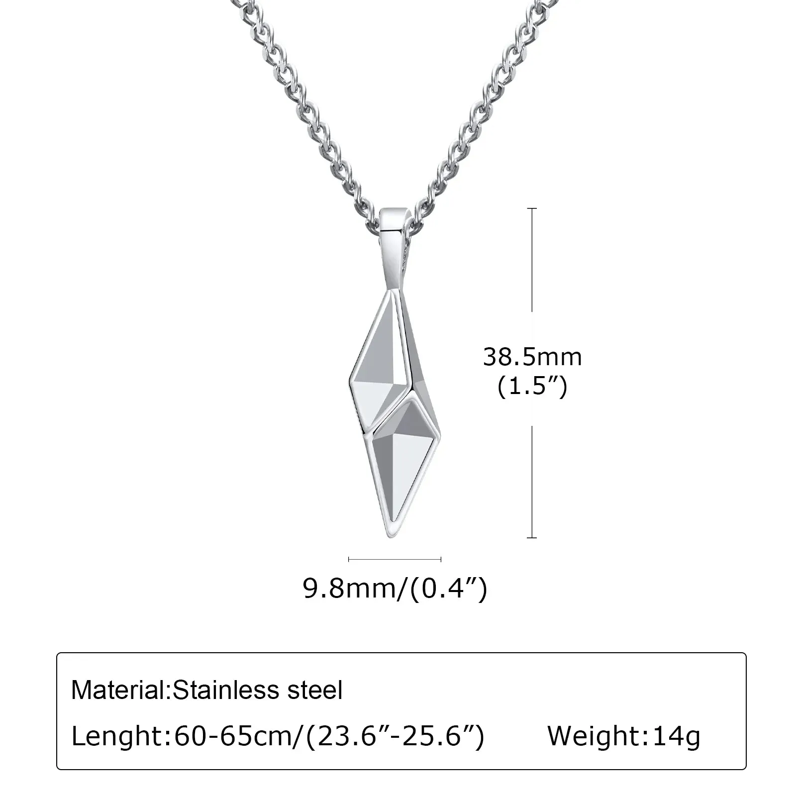 Mens Star 4-Pointed Necklaces,Waterproof Stainless Steel Geometric Pendant