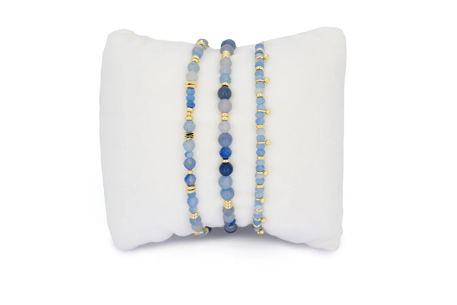 Moala Blue Aventurine & Gold Bracelet Stack
