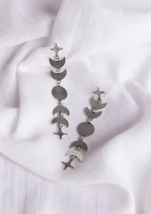 Moon Chain Brass Earrings