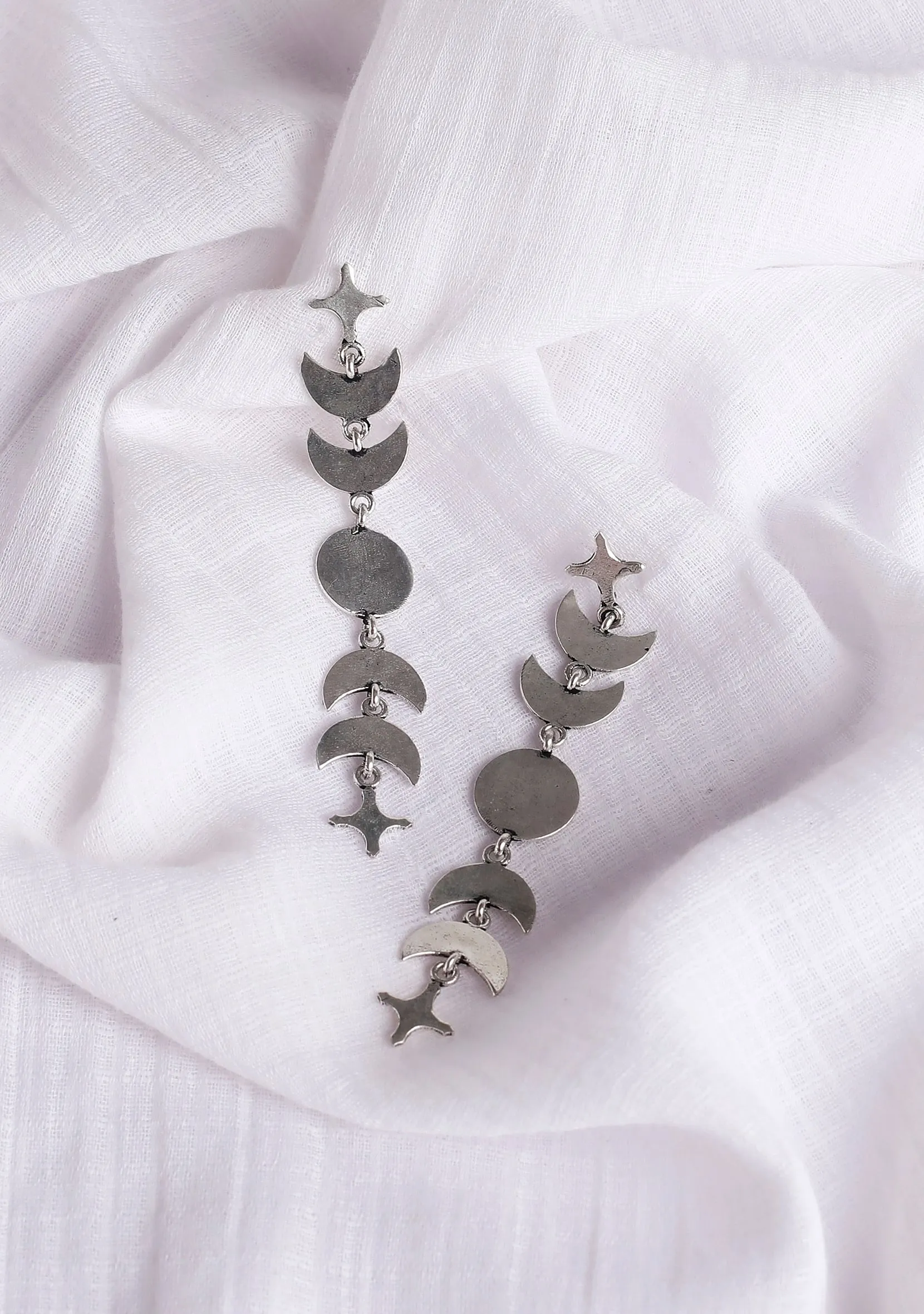 Moon Chain Brass Earrings