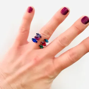Navette Triple Open Top Ring in Jewel Tones