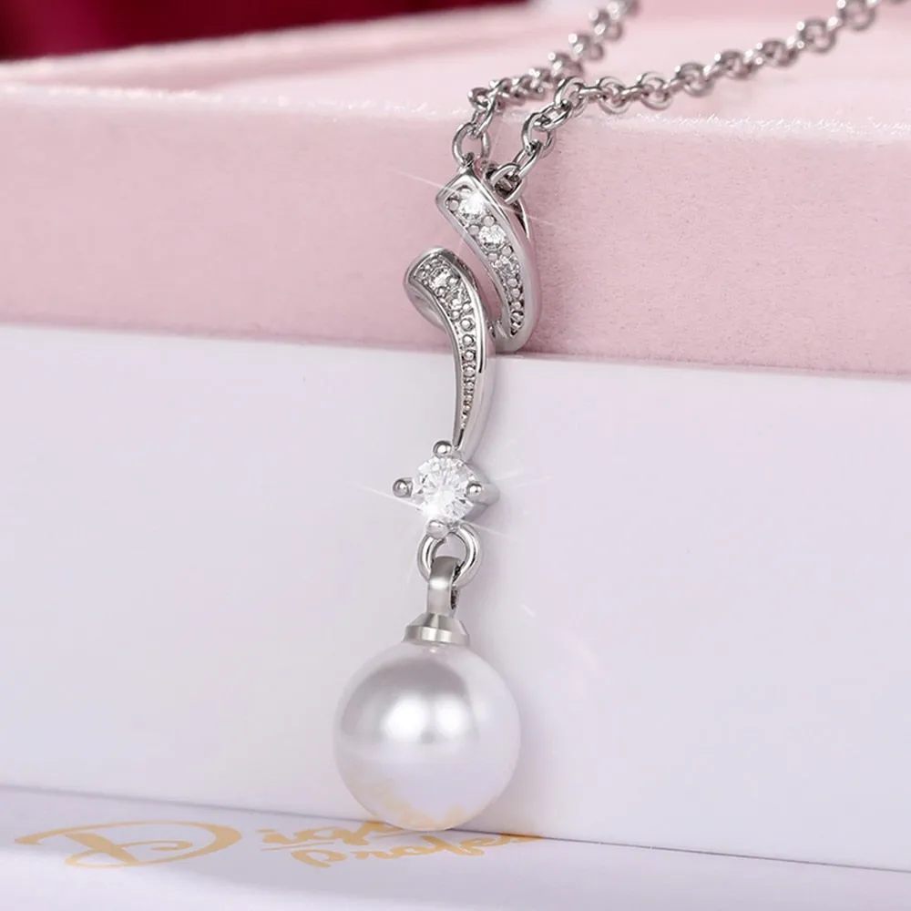 New Trendy Women Simulated Pearl Necklace Silver Color Temperament Clavicle Chain Necklace