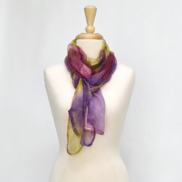 Nuno Felted Merino Wool and Silk Art Scarf - Leaf 13106