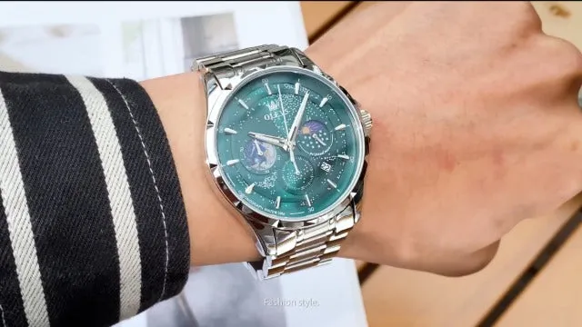 OLEVS Men's Starry Sky Moon Phase Dial Watch – Luxury & Waterproof