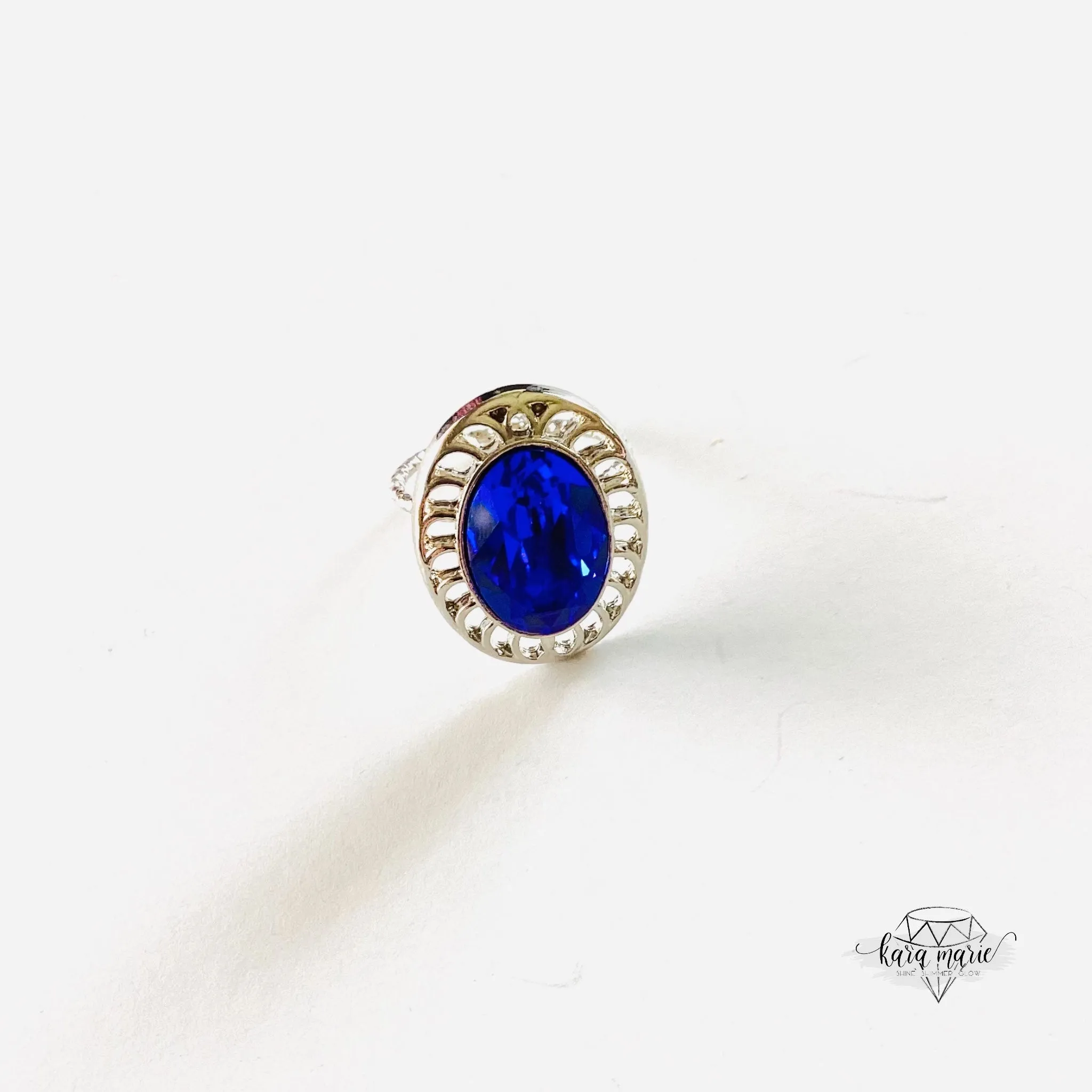 Oval Frame Ring in Majestic Blue