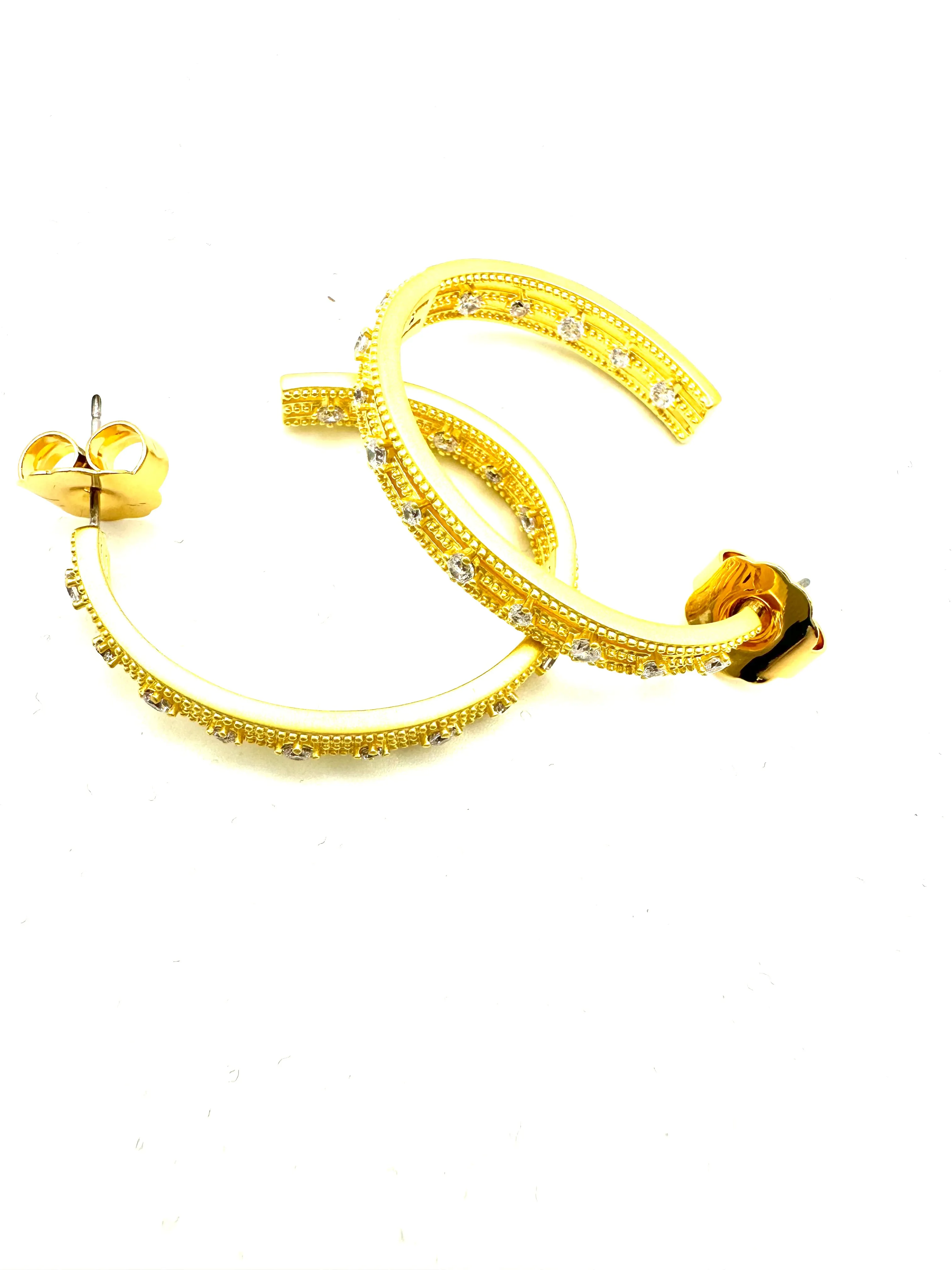 Oval Gold CZ Accent Hoops