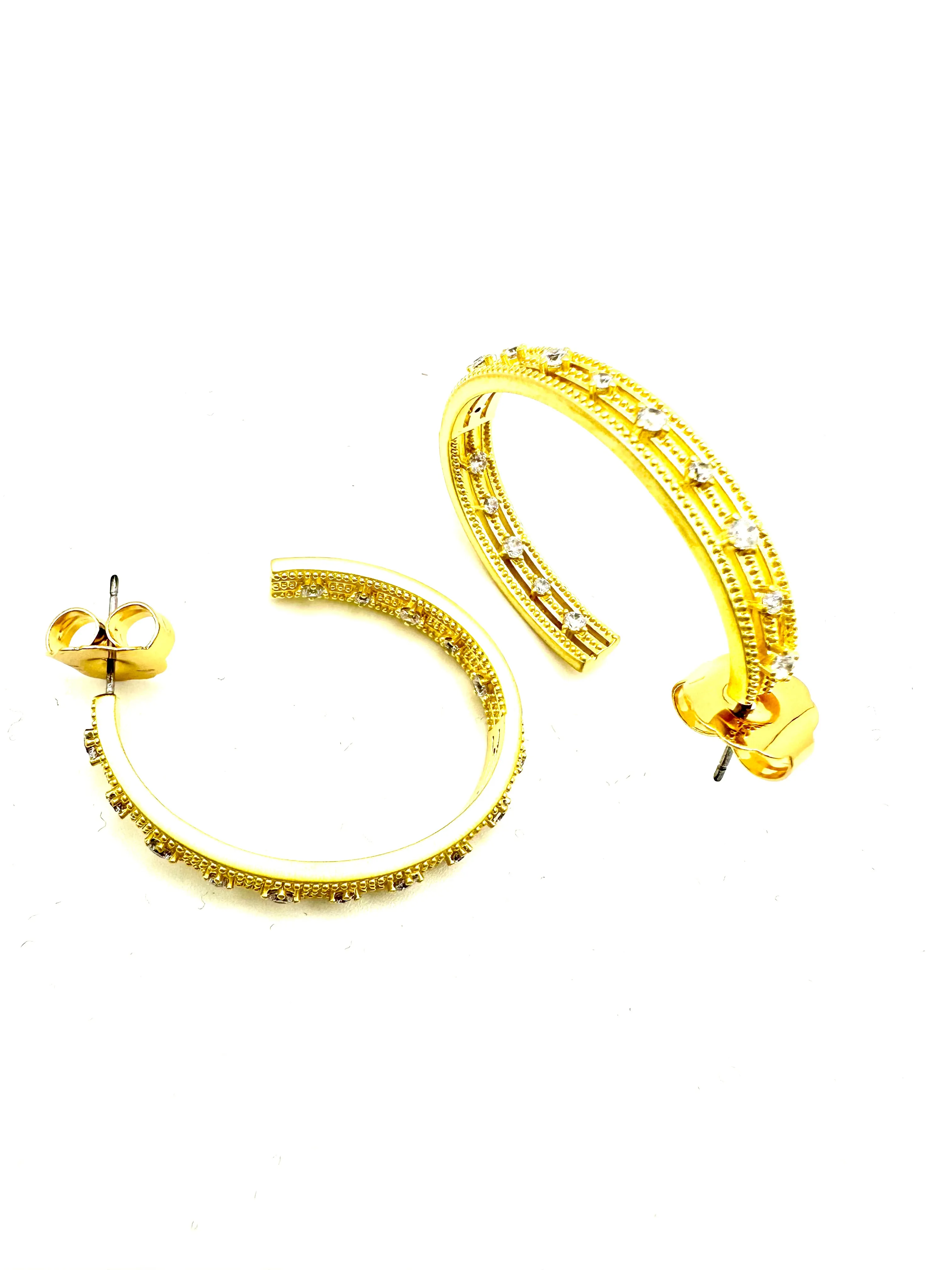 Oval Gold CZ Accent Hoops