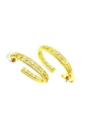 Oval Gold CZ Accent Hoops