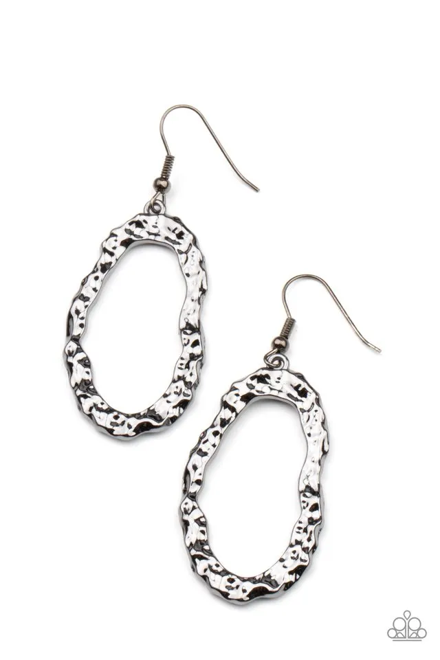 Paparazzi Earring ~ ARTIFACT Checker - Black