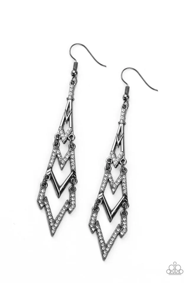 Paparazzi Earring ~ Electric Shimmer - Black