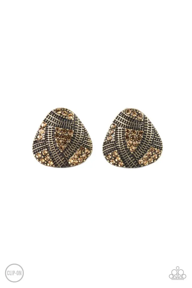Paparazzi Earring ~ Gorgeously Galleria - Brass