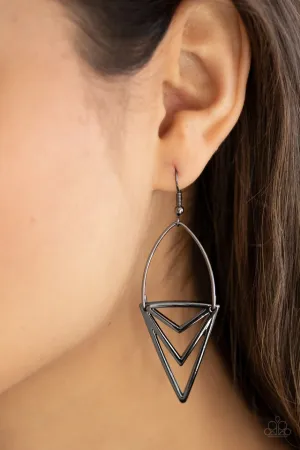 Paparazzi Earring ~ Proceed With Caution - Black