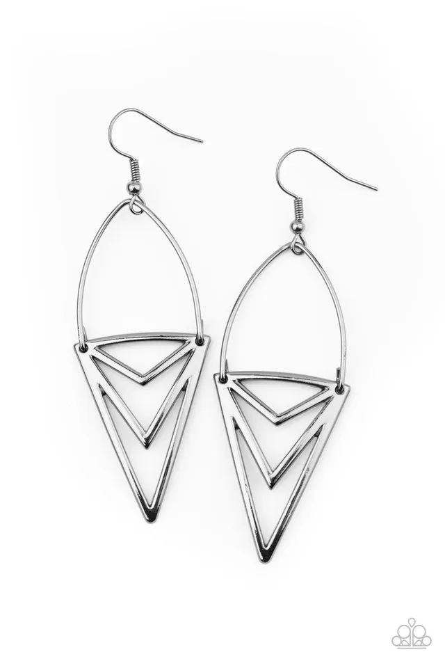 Paparazzi Earring ~ Proceed With Caution - Black