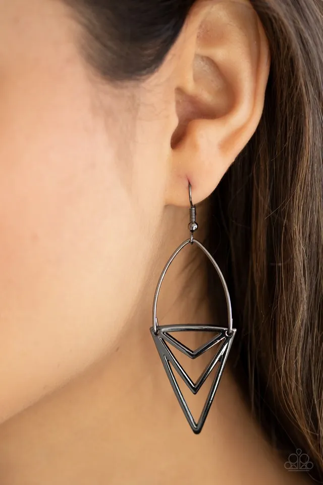Paparazzi Earring ~ Proceed With Caution - Black
