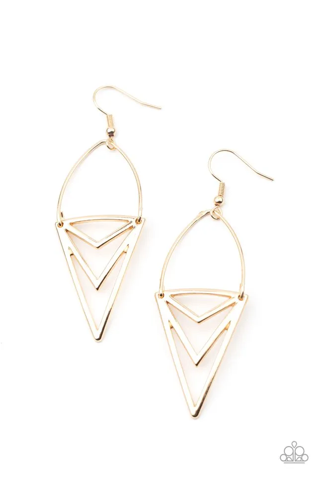 Paparazzi Earring ~ Proceed With Caution - Gold