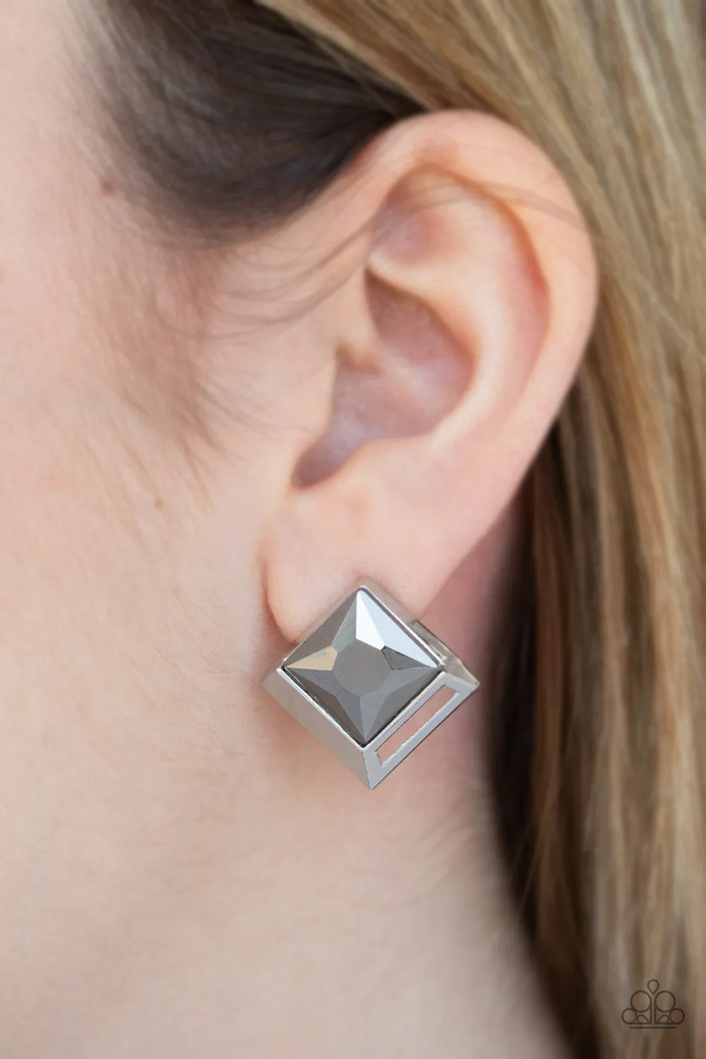 Paparazzi Stellar Square Silver Post Earrings