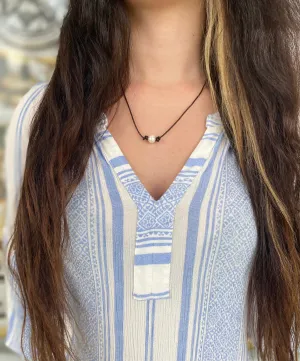 Pearl Necklace or Choker on Black Cord