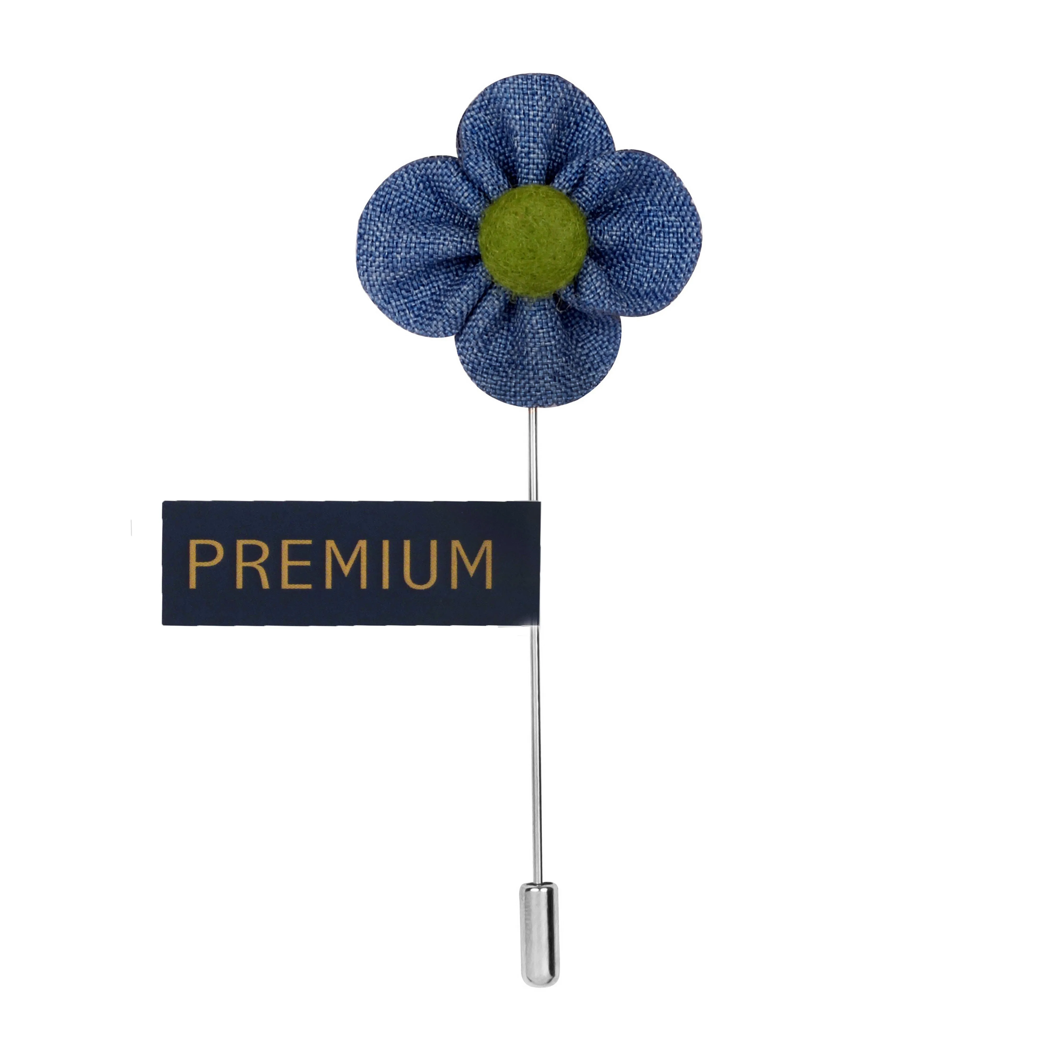 Peluche The Four Petal Classic Flower Blue, Green Brooch Lapel Pin