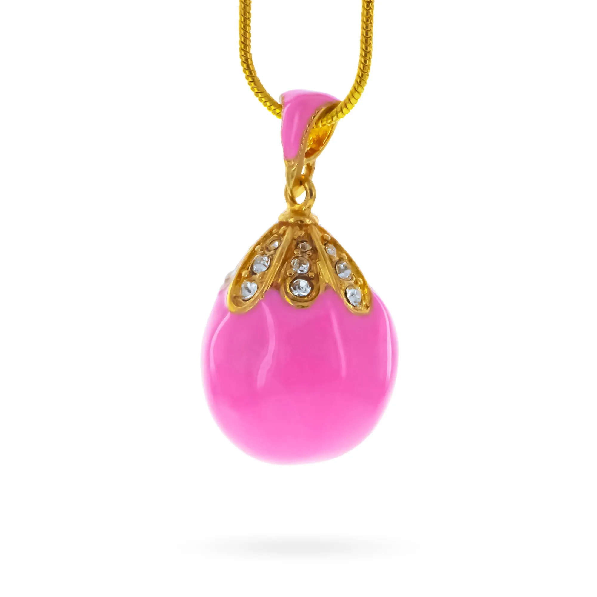 Pink Enamel Royal Egg Pendant Necklace