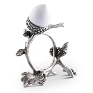 Porcelain Acorn & Oak Leaf Napkin Ring with Pewter
