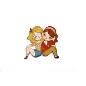 Puzzle with blonde girl brooch by Laliblue