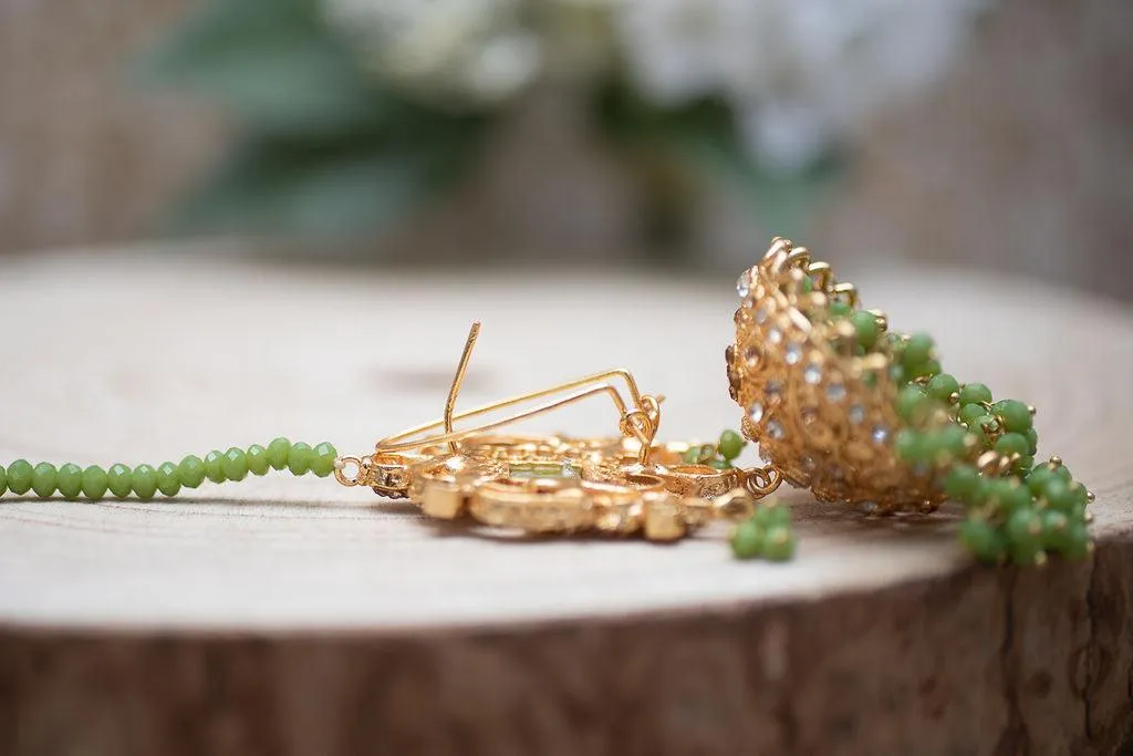 Ridhi Mint Green Earrings, Tikka & Passa Set