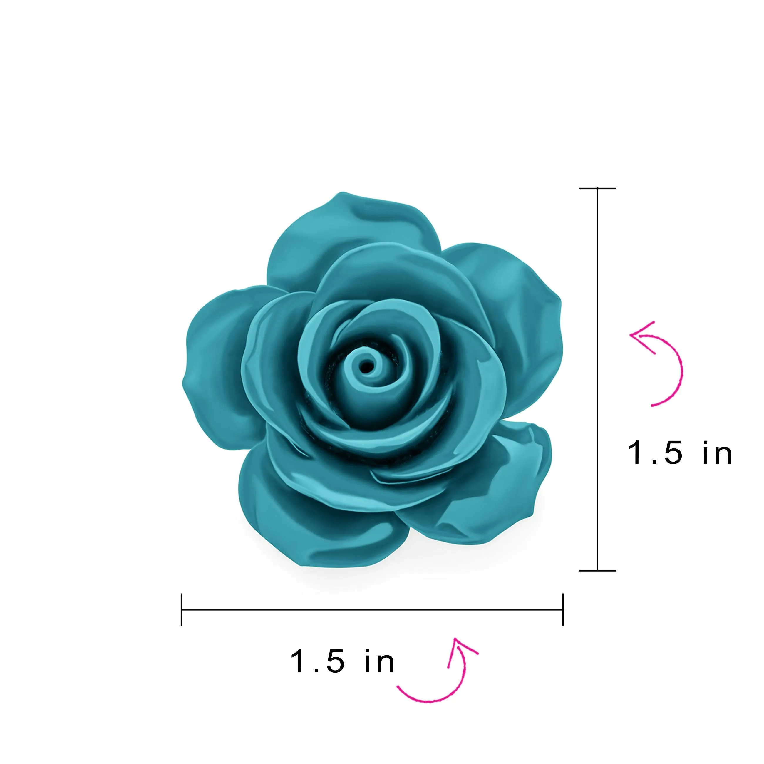 Romantic Floral Blooming 3D Carved Rose Brooche Pin in Pink Blue Black White Red