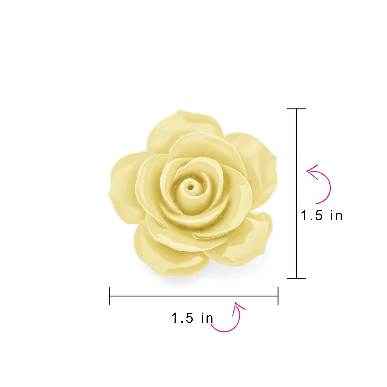 Romantic Floral Blooming 3D Carved Rose Brooche Pin in Pink Blue Black White Red