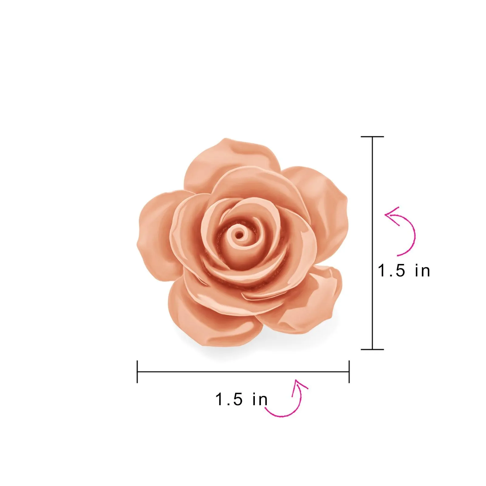 Romantic Floral Blooming 3D Carved Rose Brooche Pin in Pink Blue Black White Red