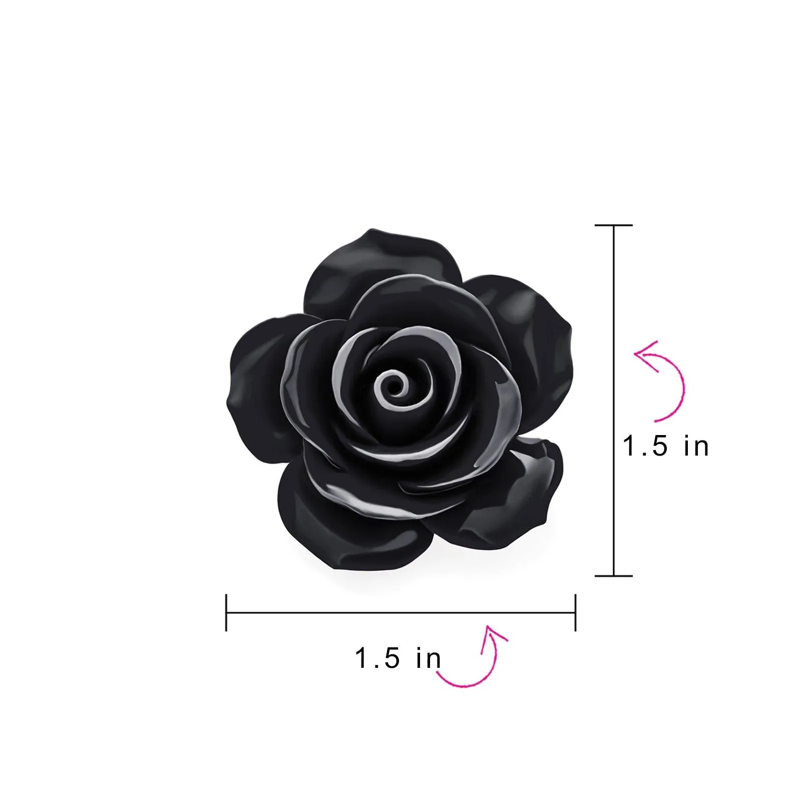 Romantic Floral Blooming 3D Carved Rose Brooche Pin in Pink Blue Black White Red
