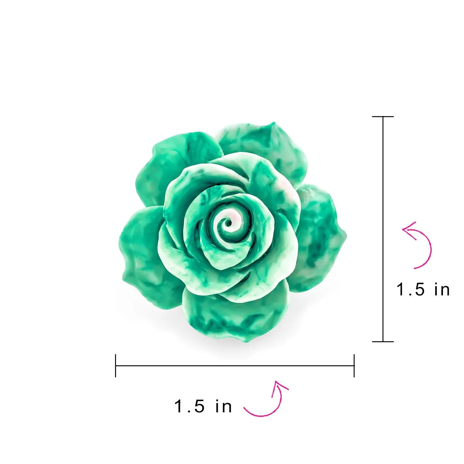 Romantic Floral Blooming 3D Carved Rose Brooche Pin in Pink Blue Black White Red