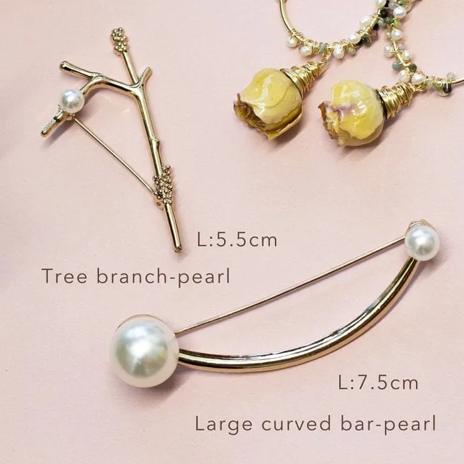 Rose Gold Pearl Pin Scarf Brooch
