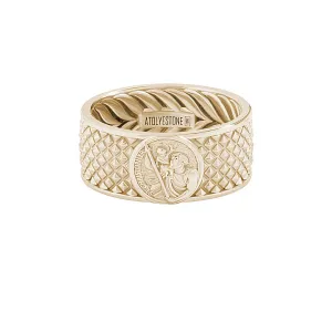 Saint Christopher Pyramid Band Ring in Gold
