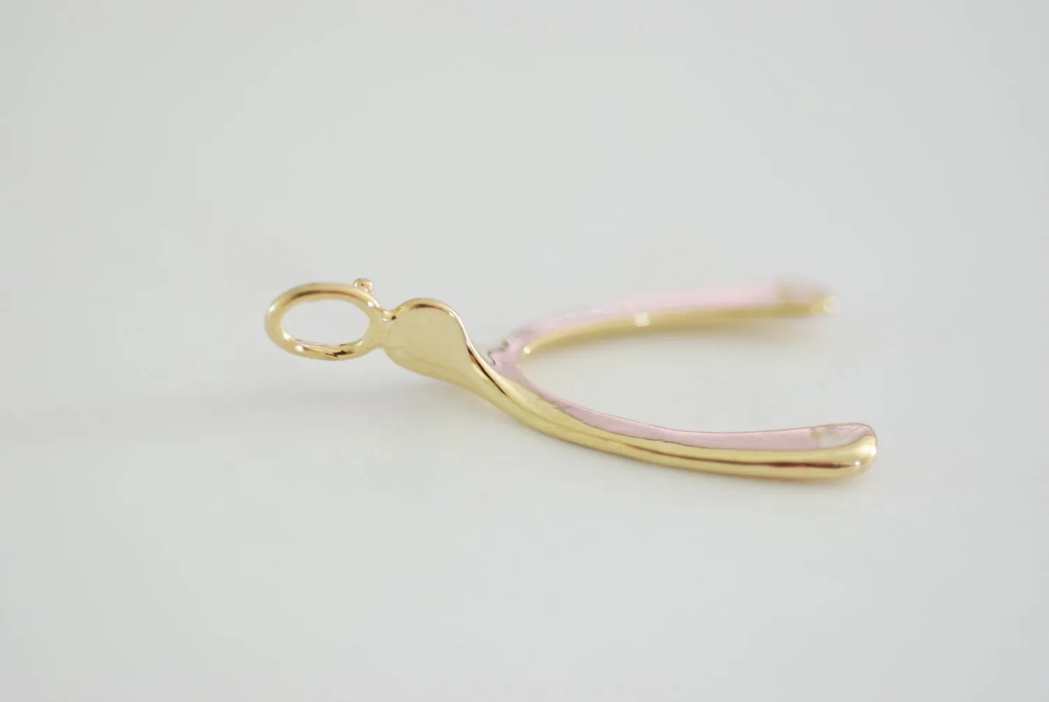 Shiny Vermeil Gold Wishbone Charm Pendant- 18k gold plated over Sterling Silver Wishbone, Gold Wishbone Charm, Large Chicken Bone, 234