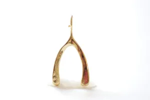 Shiny Vermeil Gold Wishbone Charm Pendant- 18k gold plated over Sterling Silver Wishbone, Gold Wishbone Charm, Large Chicken Bone, 234