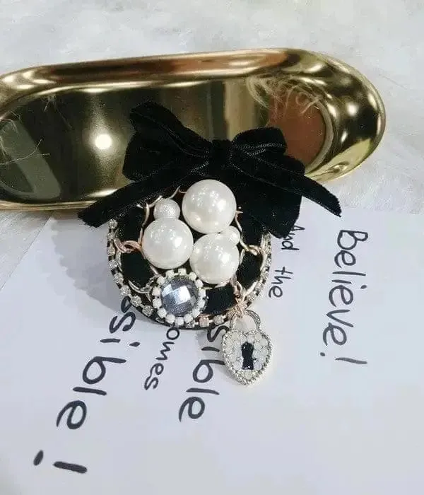 Shop Crystal Pearl Lace Badge Brooch - Elegant Accessory for Any Occasion