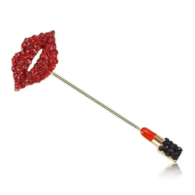 Shop Crystal Red Lipstick Brooches - Add a Touch of Glamour to Your Outfit