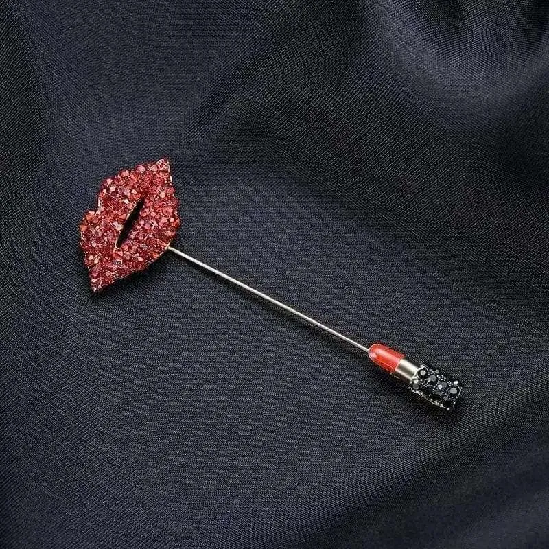 Shop Crystal Red Lipstick Brooches - Add a Touch of Glamour to Your Outfit